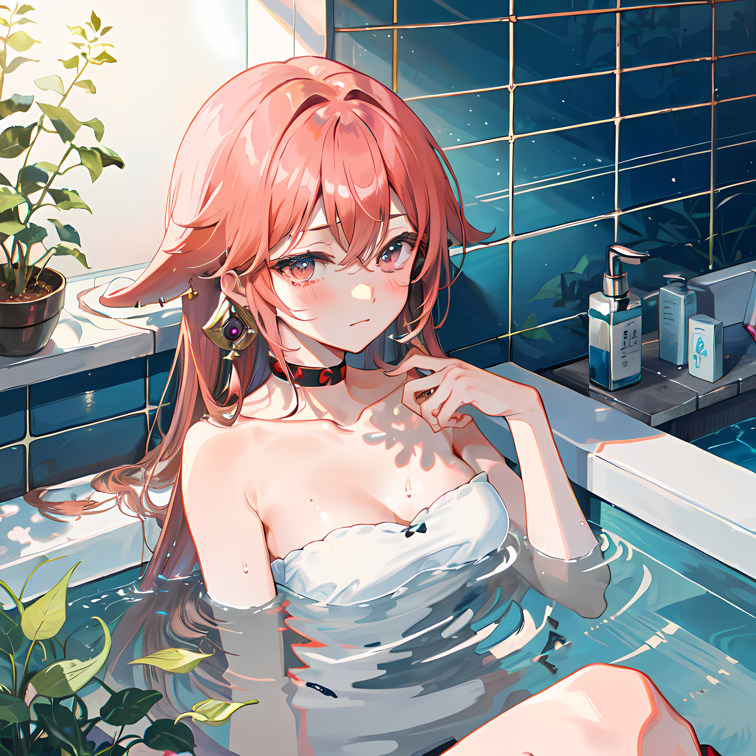 星空泡澡画插画图片壁纸