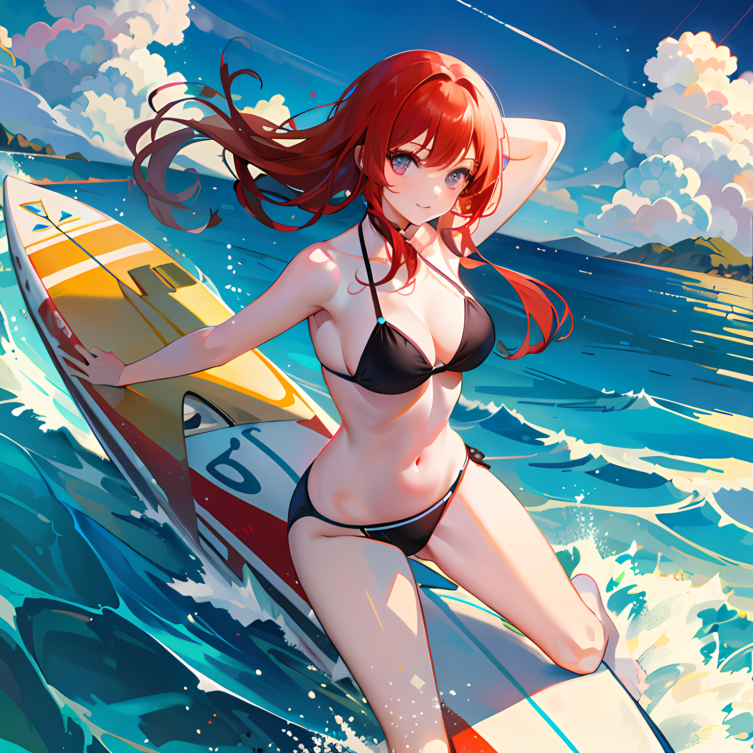 海畔闺秀插画图片壁纸