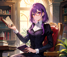 紫发女孩的图书馆探险记