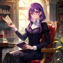 紫发女孩的图书馆探险记头像同人高清图