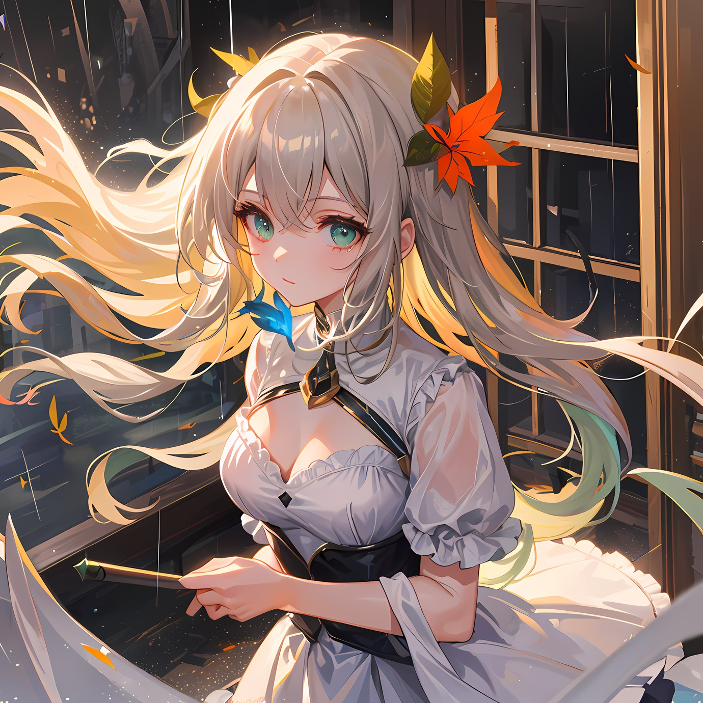 萌妹子优雅夜行插画图片壁纸