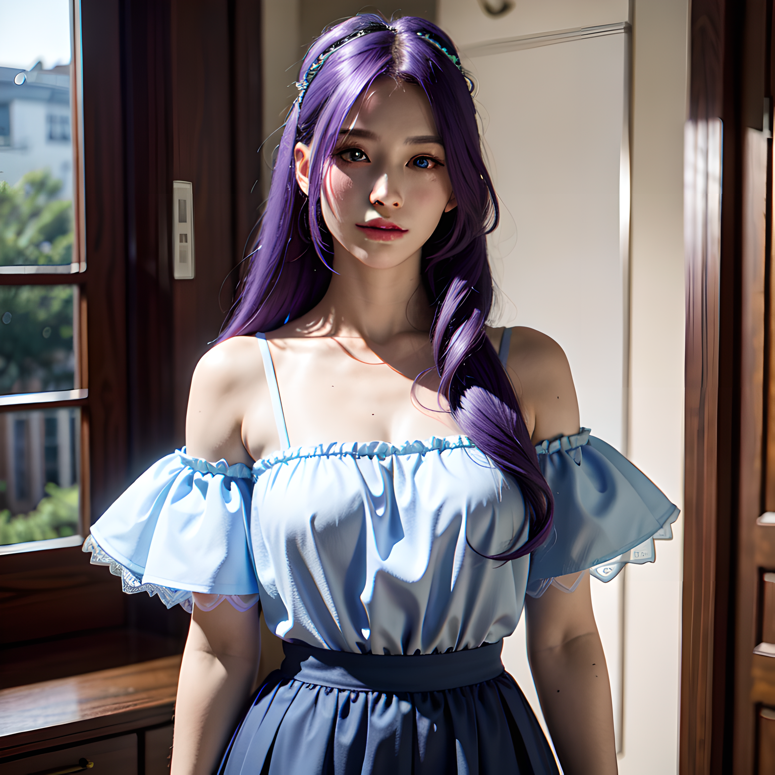 紫发女孩-真人写实女孩