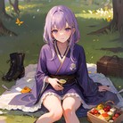 紫发女孩的野餐幻想