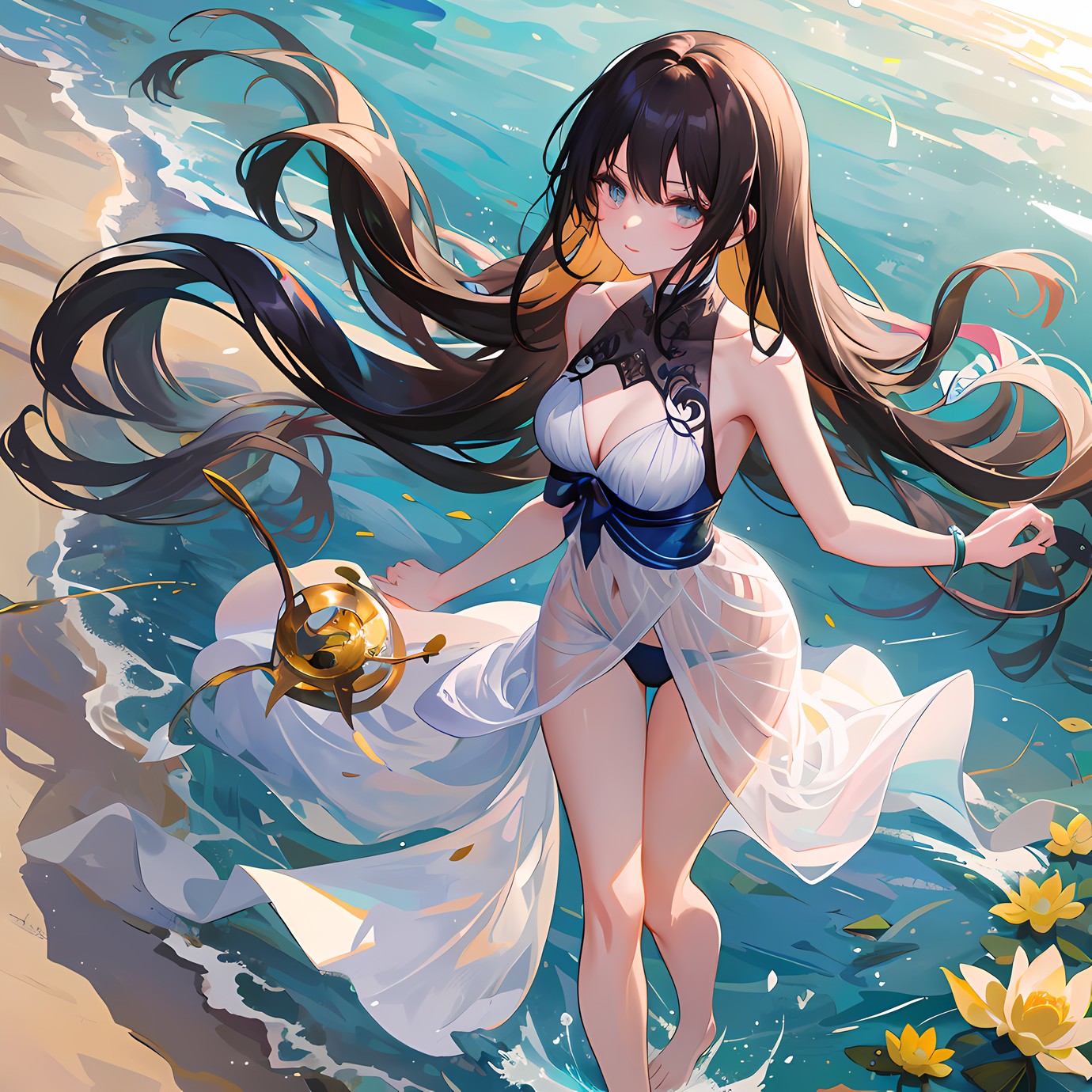蓝色梦幻海滩美人
