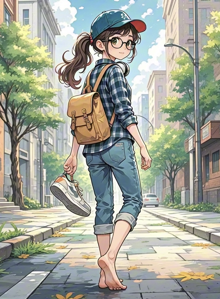 赤脚走路的女孩-赤脚光脚