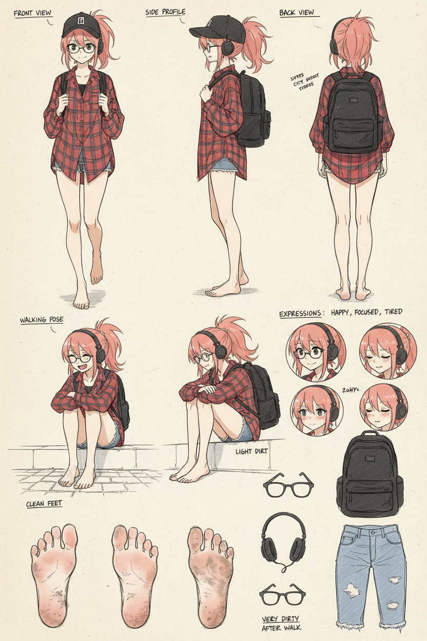 赤足少女角色设计图纸