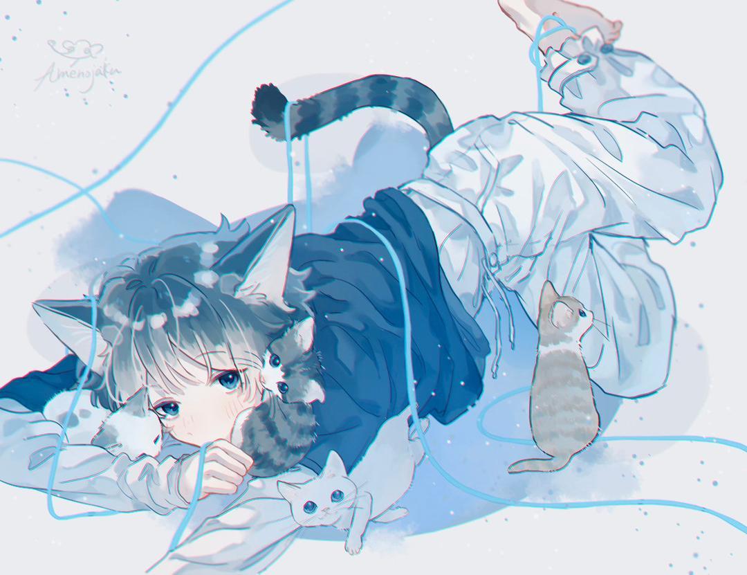 蓝色系少年-美少年绘画