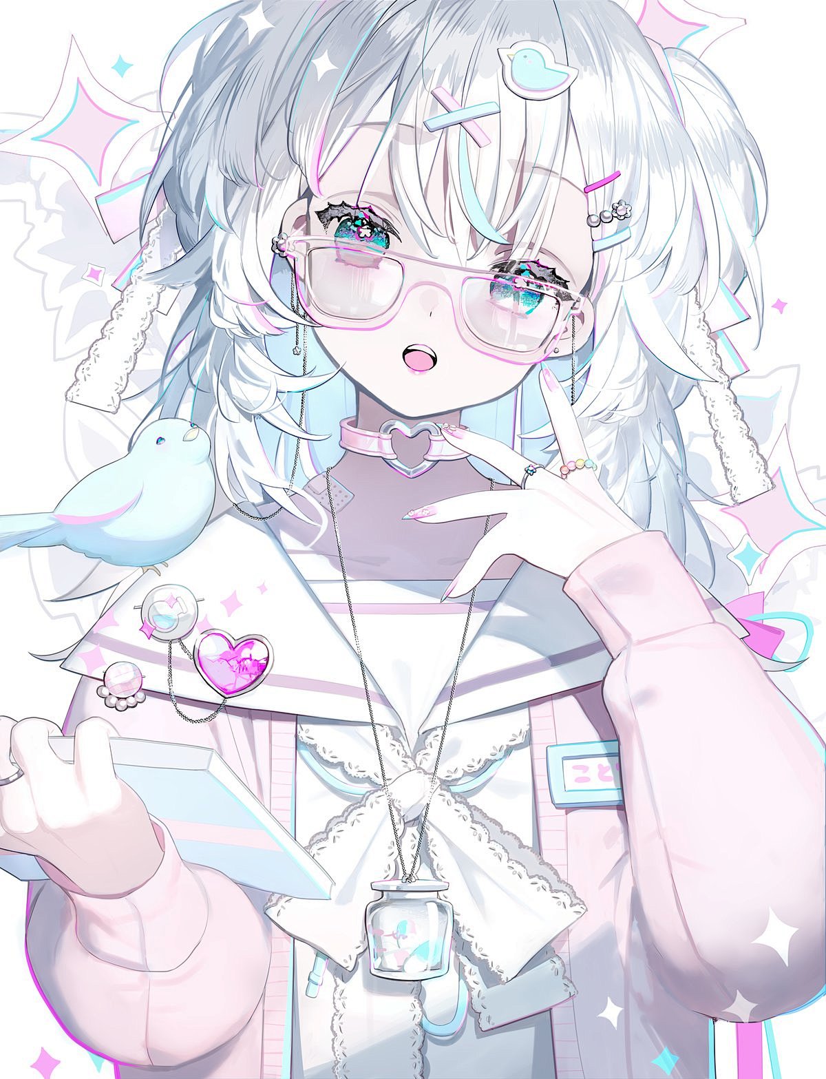 浅调绮梦：夏炉笔下的二次元少女绘卷插画图片壁纸