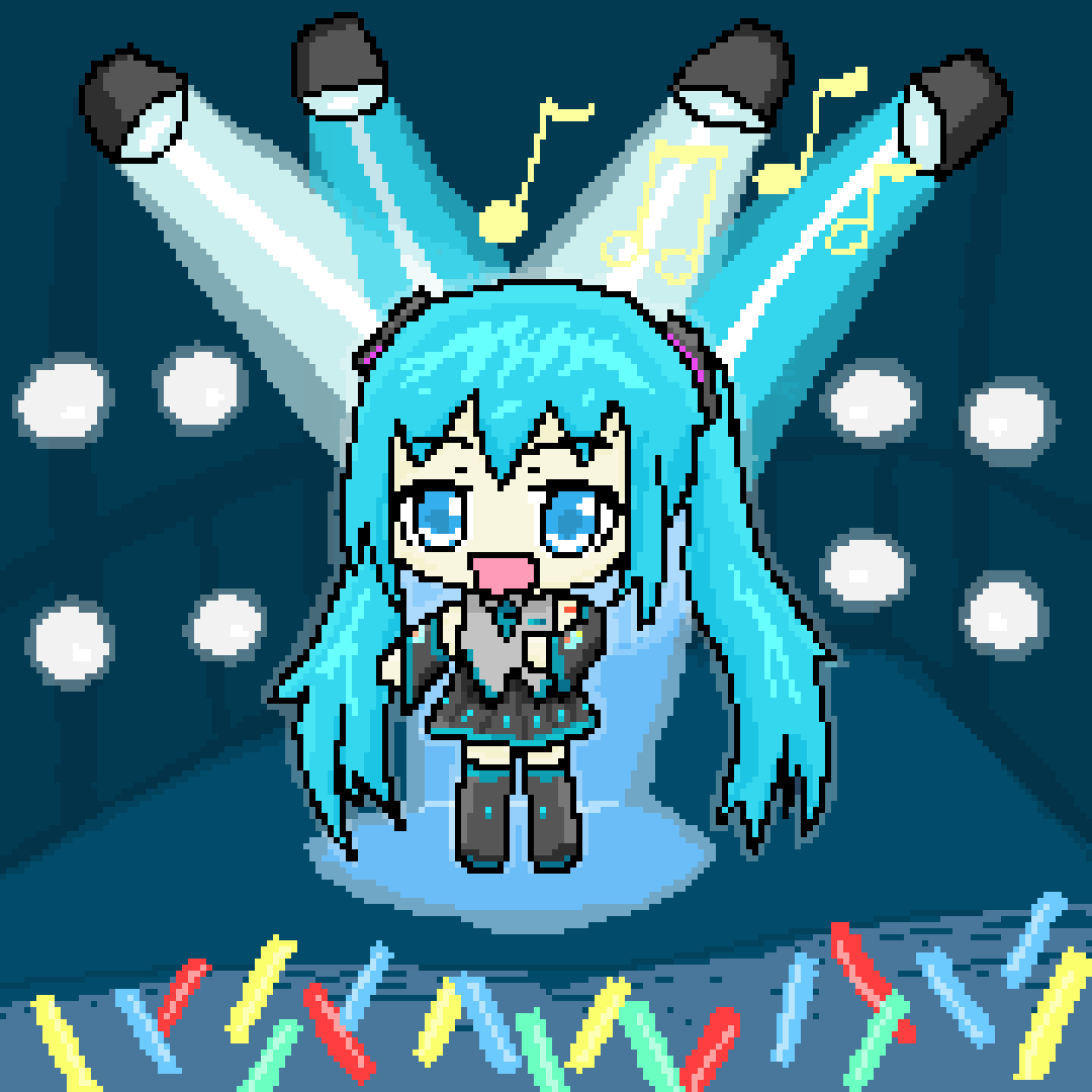 小初音未来演唱会_像素风插画图片壁纸