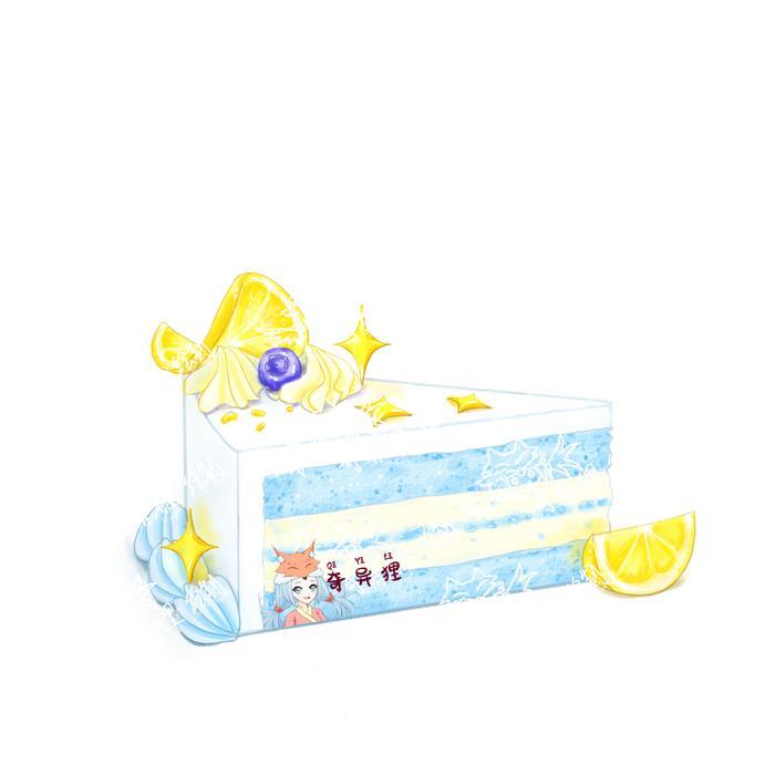 小星星柠檬海盐蛋糕~客单展示插画图片壁纸