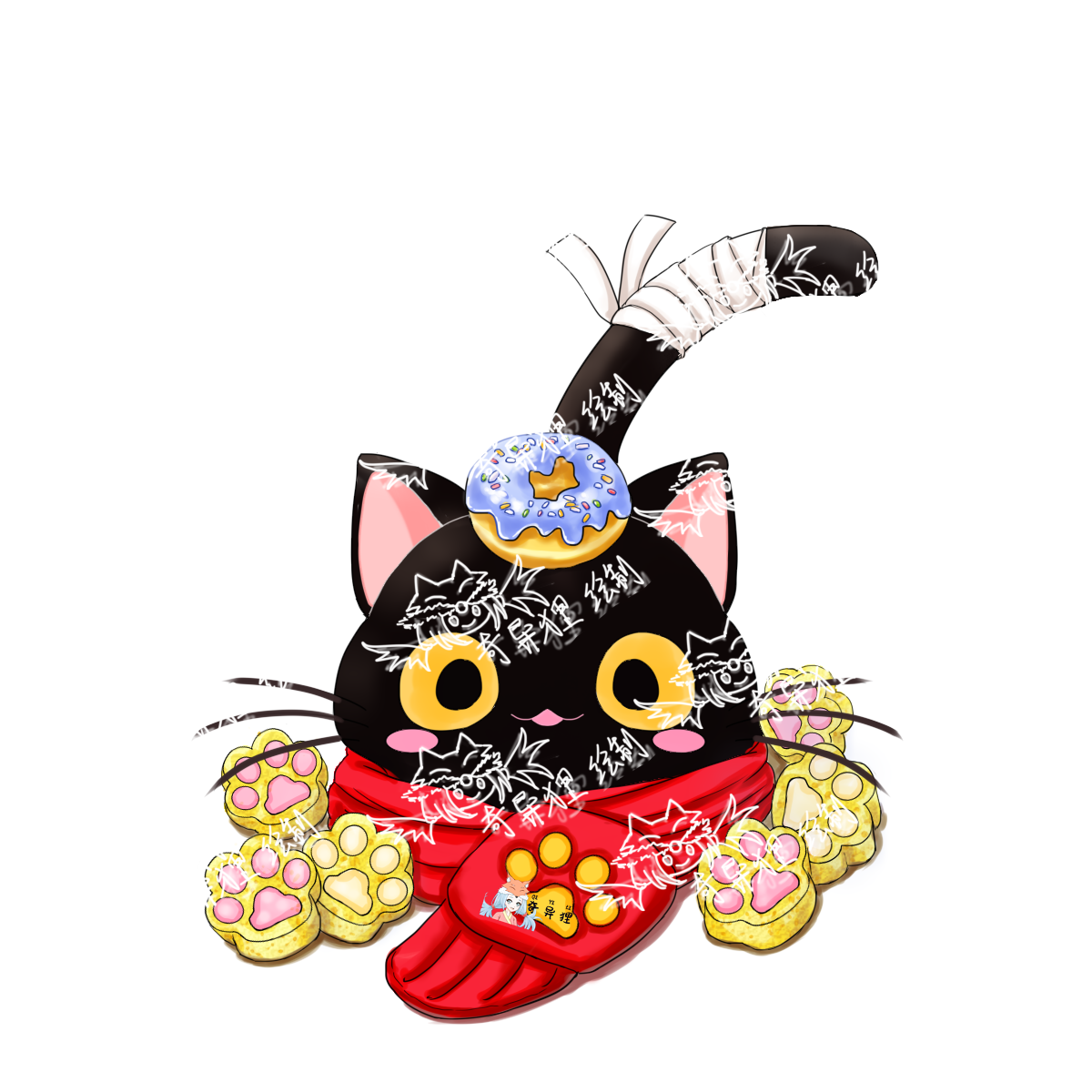 红围巾猫猫蛋糕-甜品甜品食物