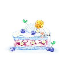 海盐蓝莓蛋糕插画图片壁纸