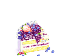 莓果果酱蛋糕-美食美食插画