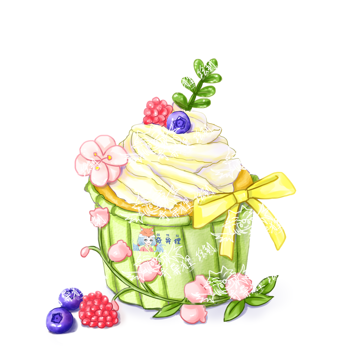 铃兰花纸杯蛋糕插画图片壁纸