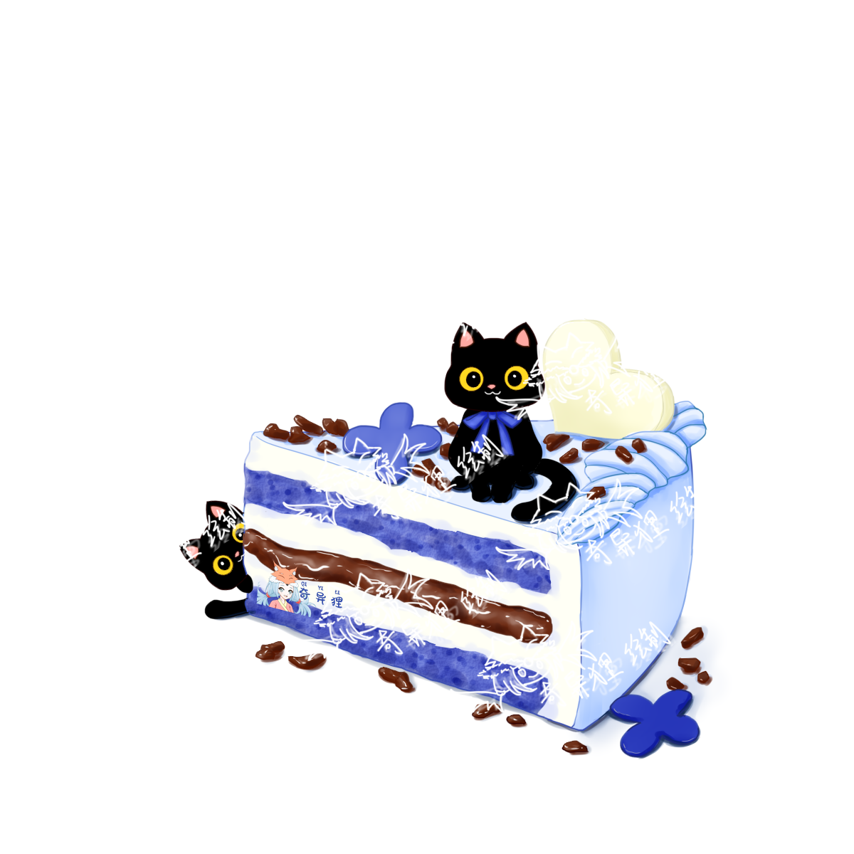 猫猫苦巧克力夹心蛋糕~~插画图片壁纸