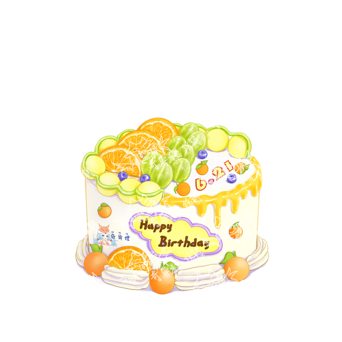 橙子生贺蛋糕-甜品美食