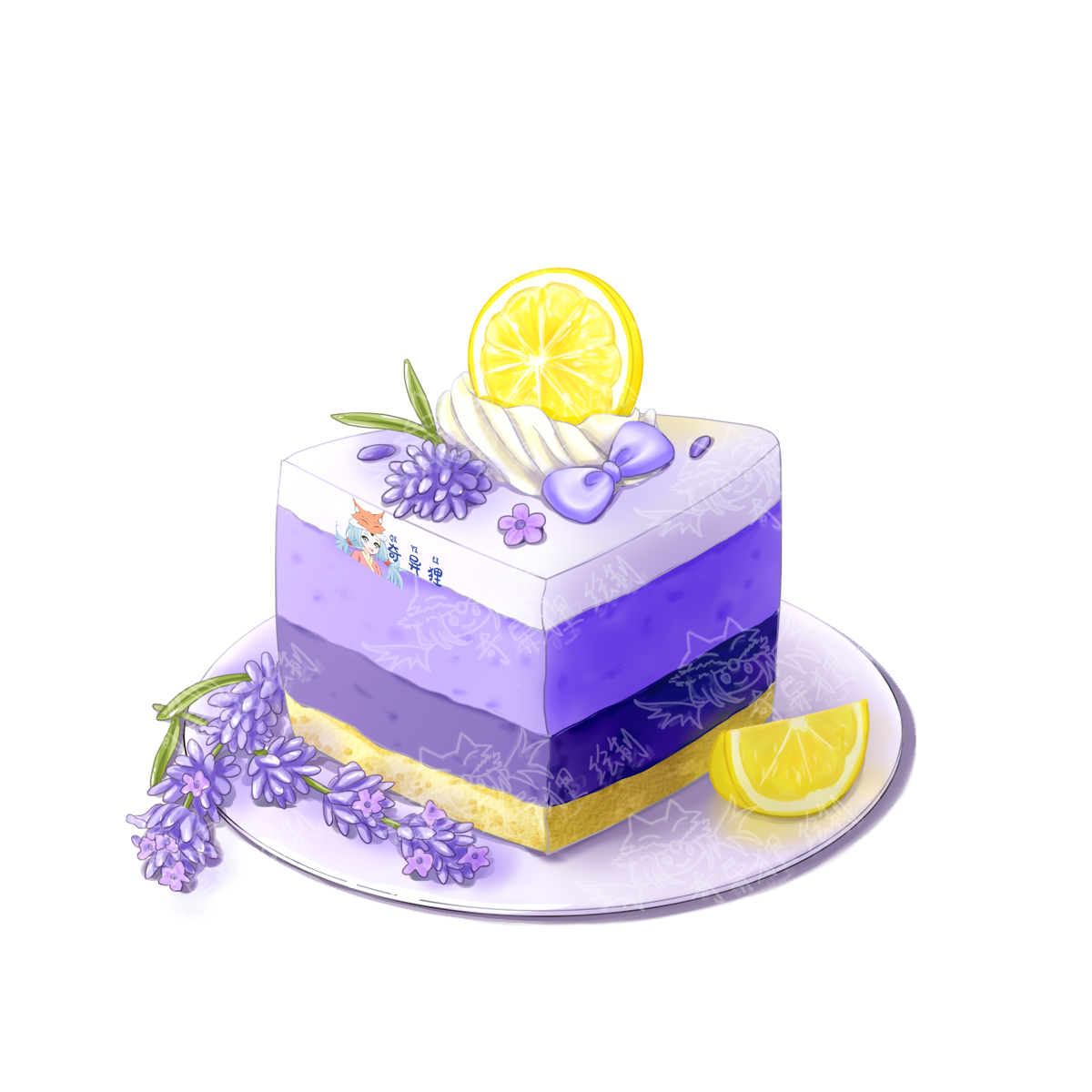薰衣草柠檬蛋糕～～客单展示～插画图片壁纸