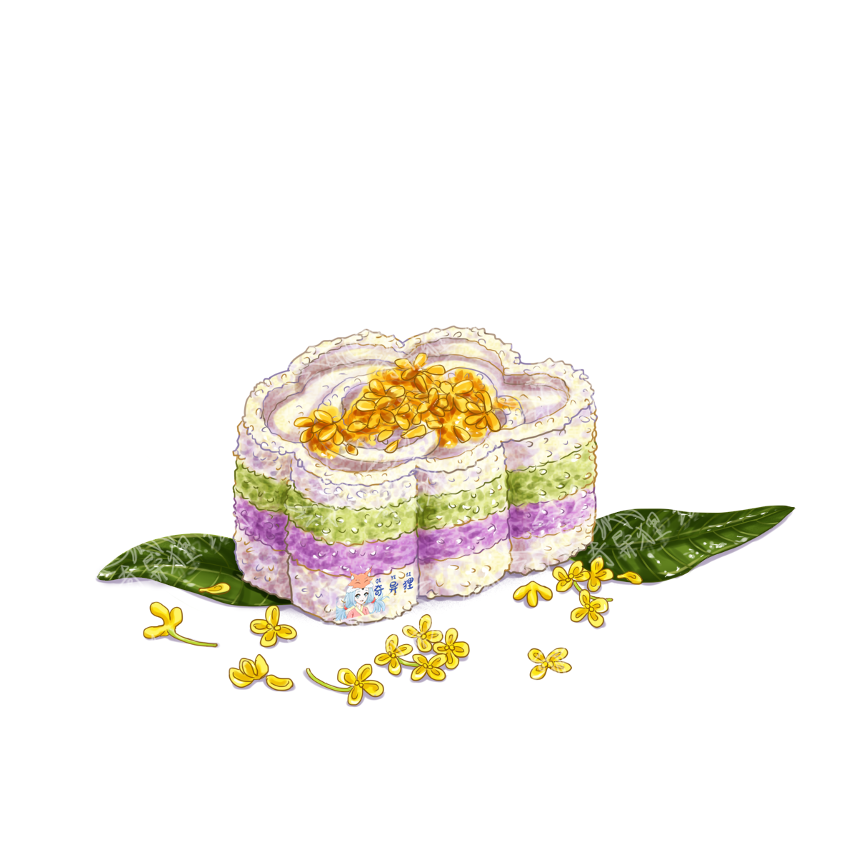 云朵桂花糕～～客单展示～插画图片壁纸