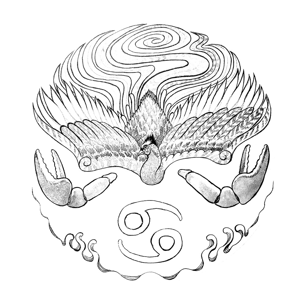 星肖绘 - 巨蟹座 生肖鸡插画图片壁纸