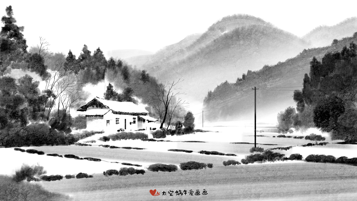 水墨乡村场景设计头像同人高清图