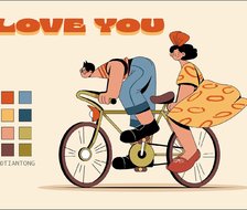 骑单车-原创插画商业插画