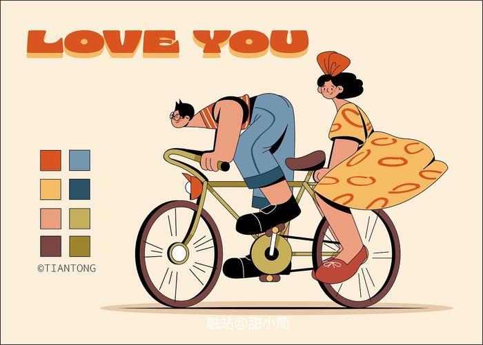 骑单车插画图片壁纸