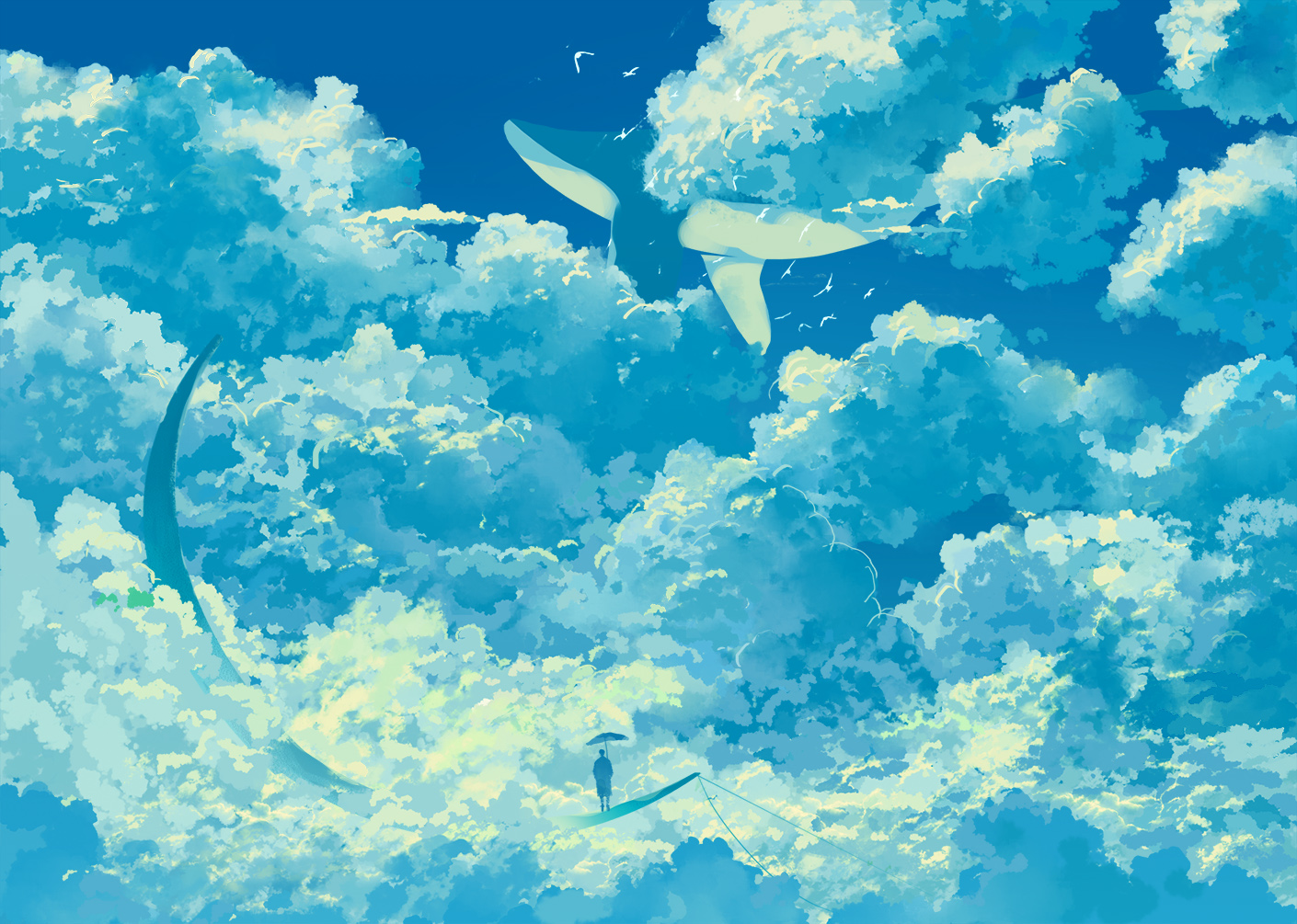 蓝色的云插画图片壁纸