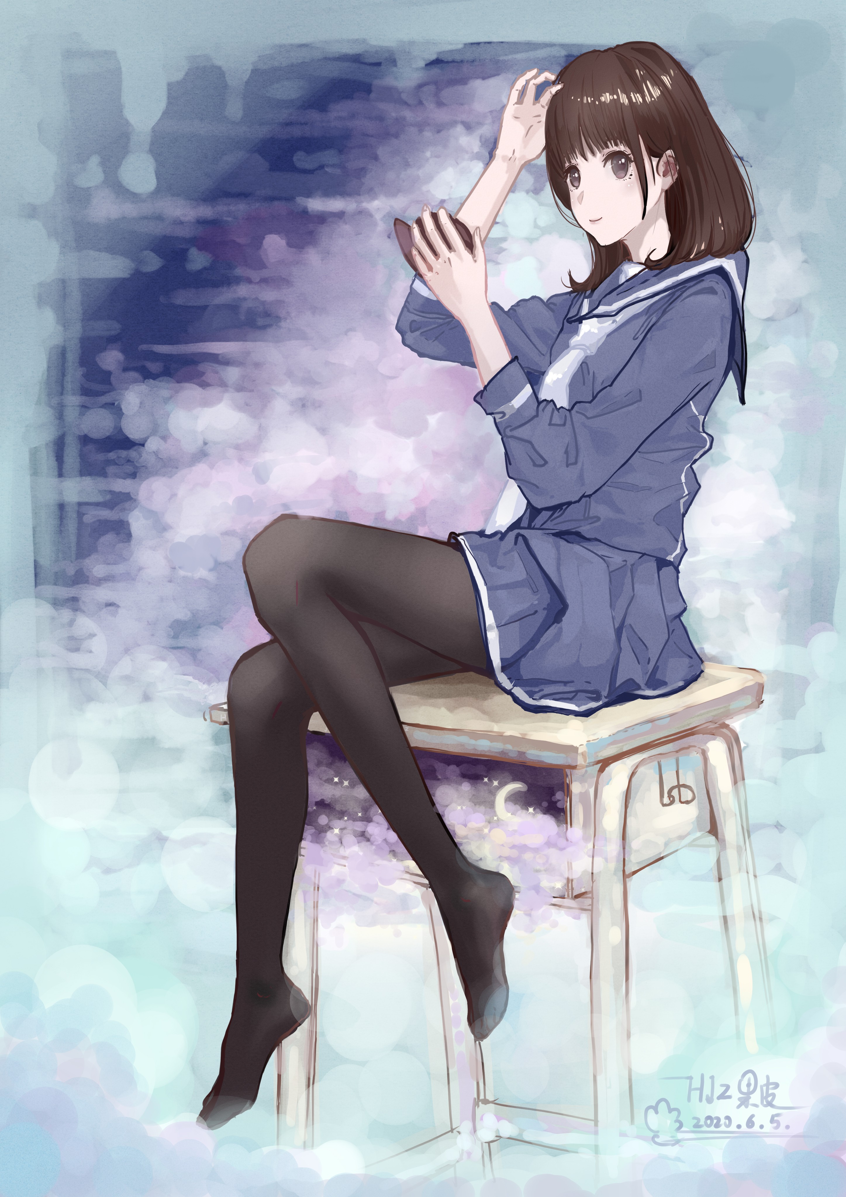 p站画师作品云端,jk少女(つд)