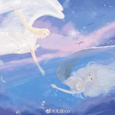 《映入眼帘》(天使&人鱼系列)(天使耶倪·人鱼黛弥)插画图片壁纸