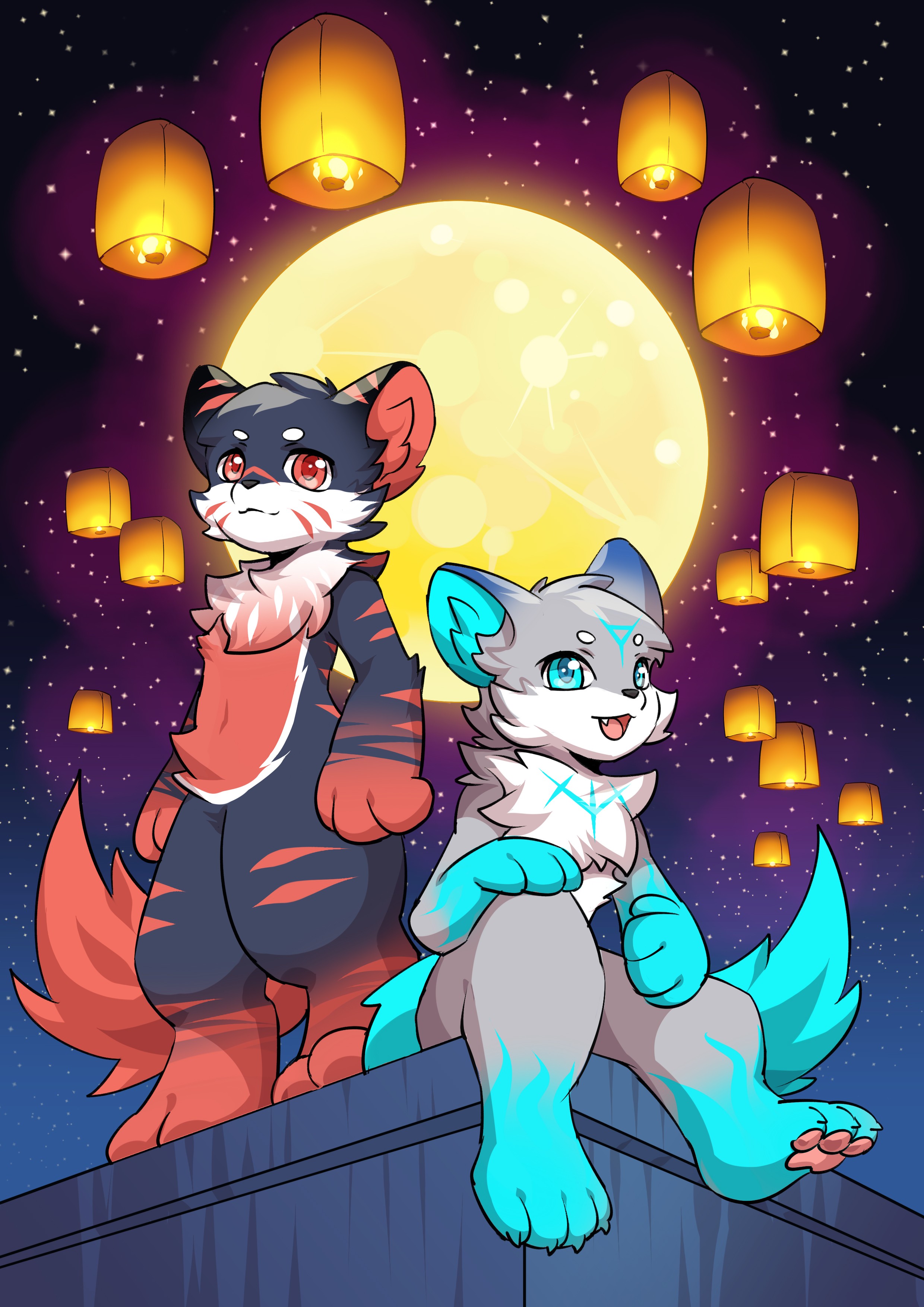 此生此夜与君同赏明月插画图片壁纸
