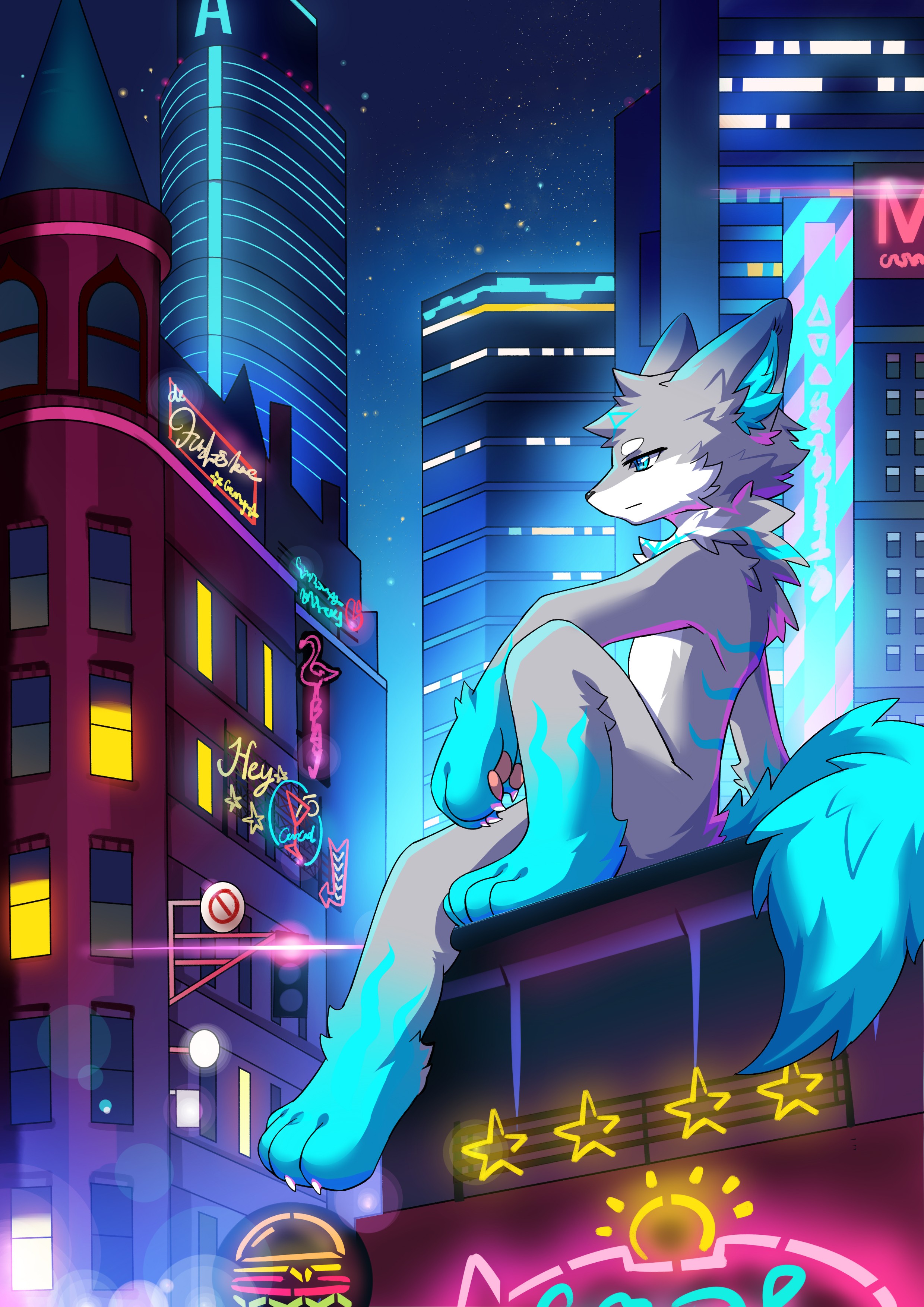 华灯初上插画图片壁纸