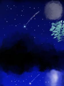 湖·夜空插画图片壁纸
