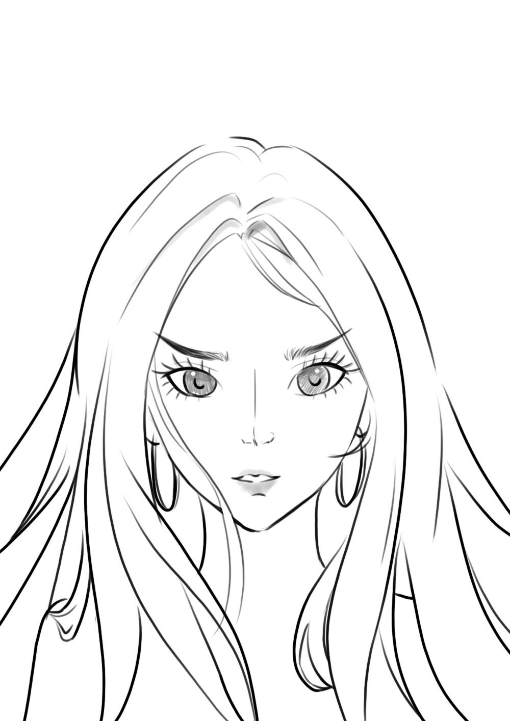 线稿女孩大头大头线稿