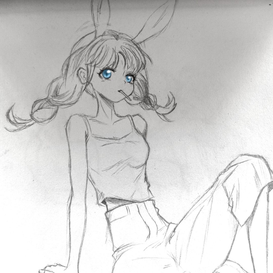 蓝眼兔子插画图片壁纸