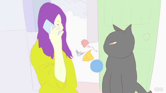 女孩与猫日常插画图片壁纸
