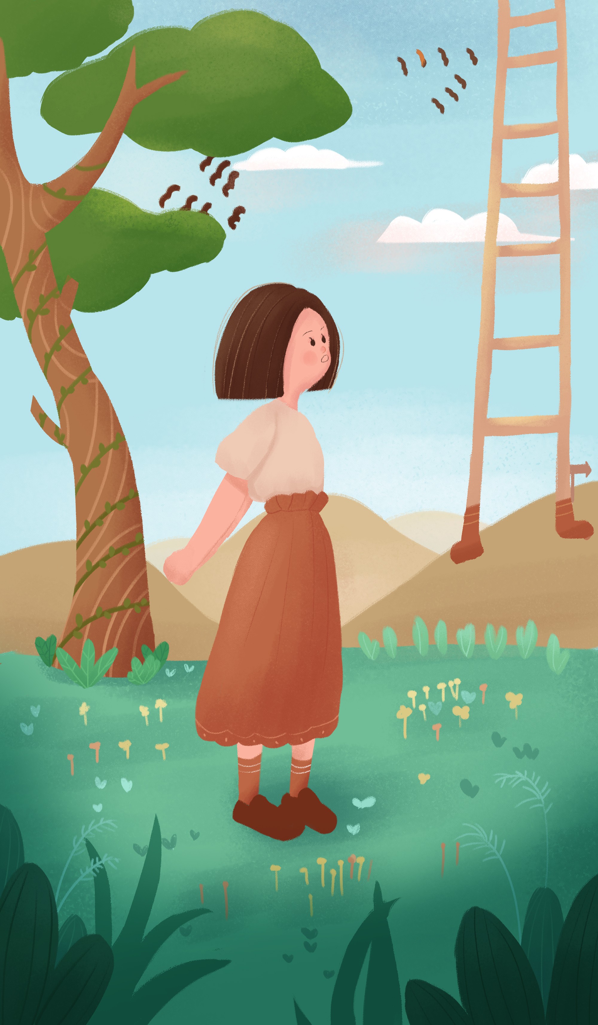 阳光明媚插画图片壁纸