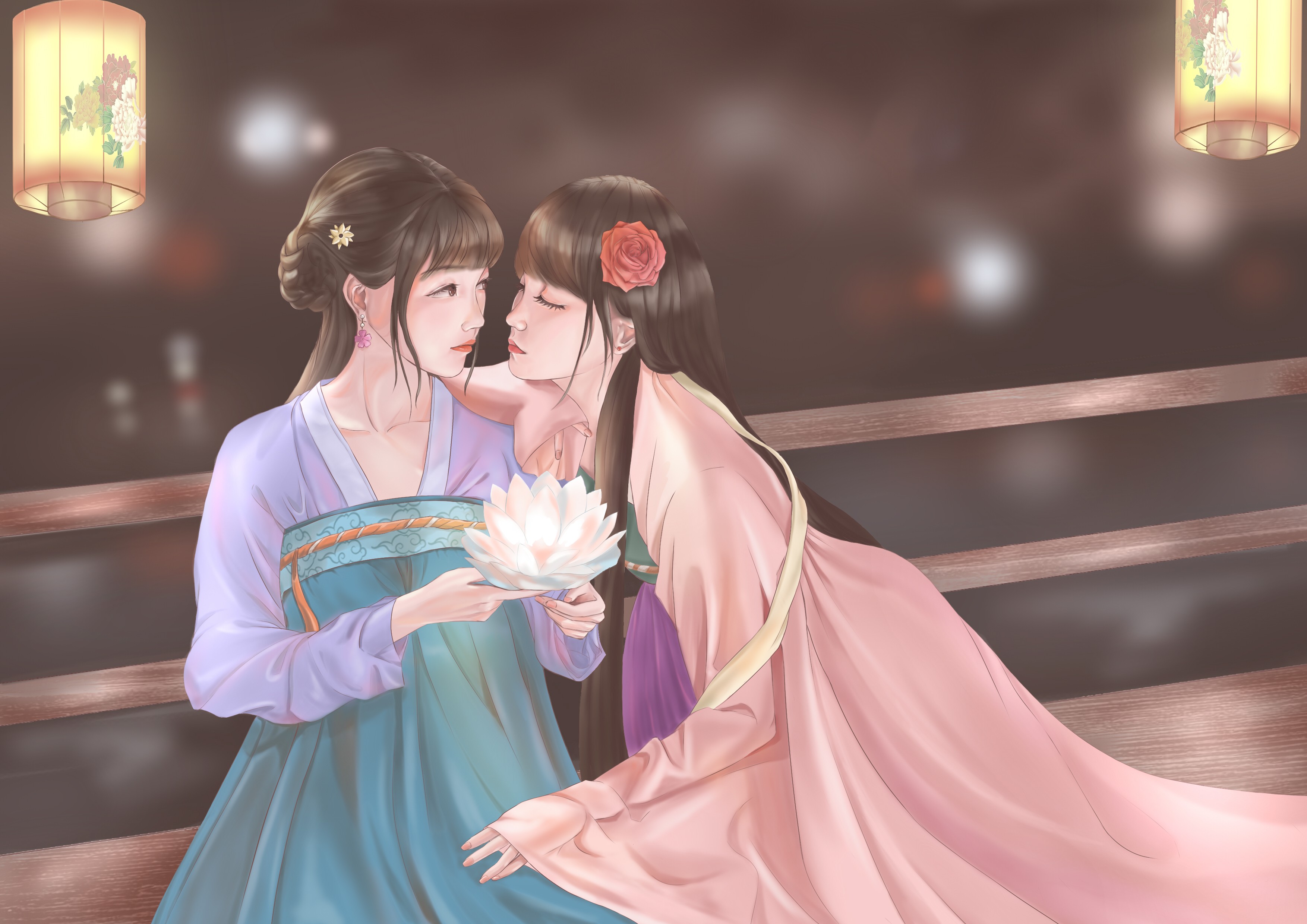 p站画师作品古风中国风少女