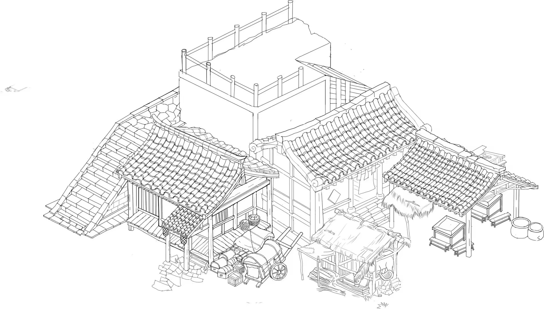 关于比较平面的建筑原画（无厚涂）插画图片壁纸