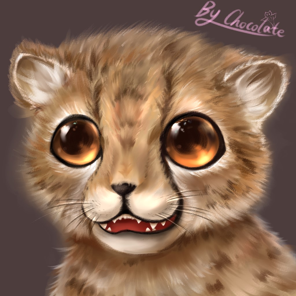 P站画师作品_【厚涂】画了一只小猎豹^q^！！（猫科动物我都好爱！