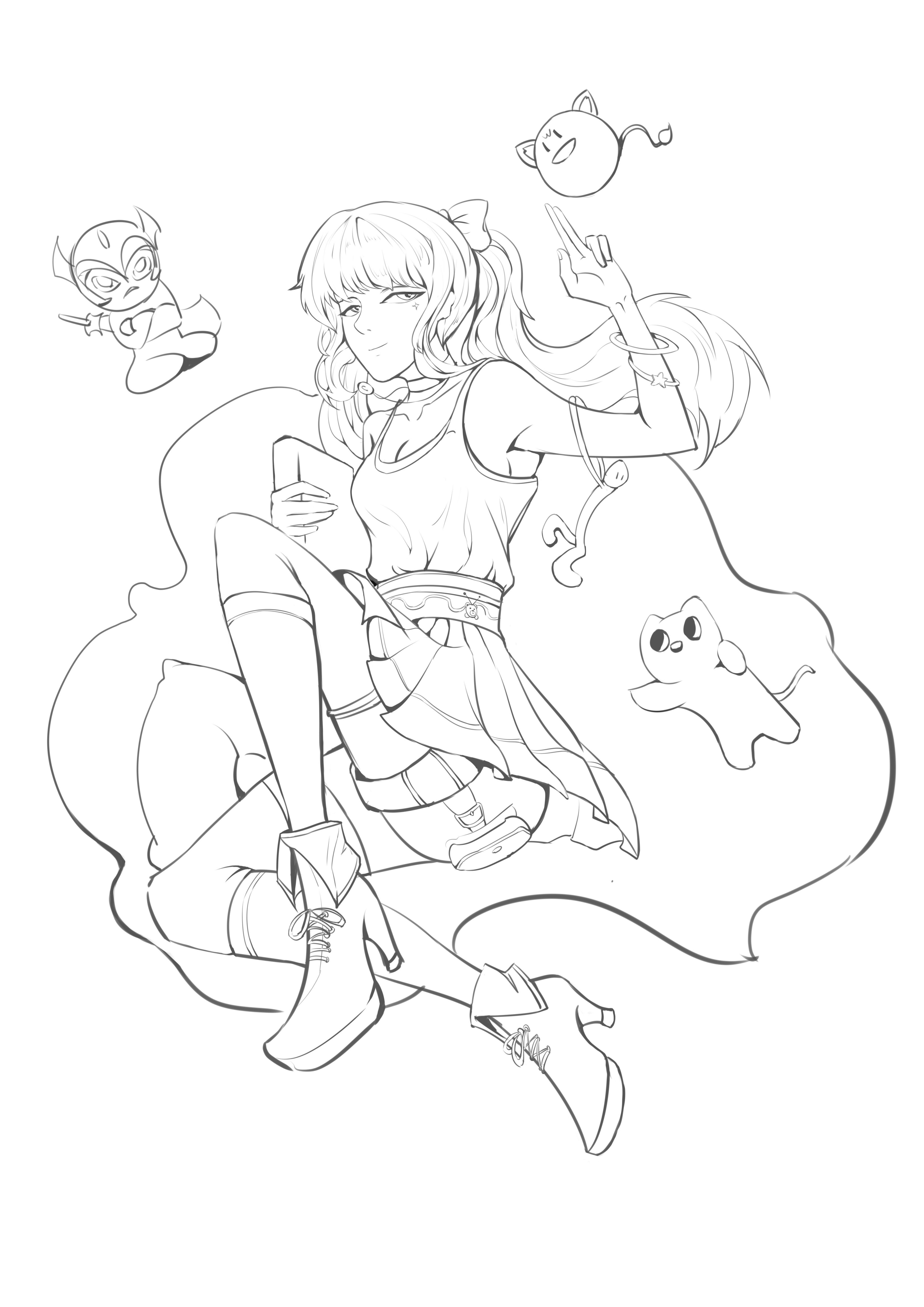 p站画师作品线稿