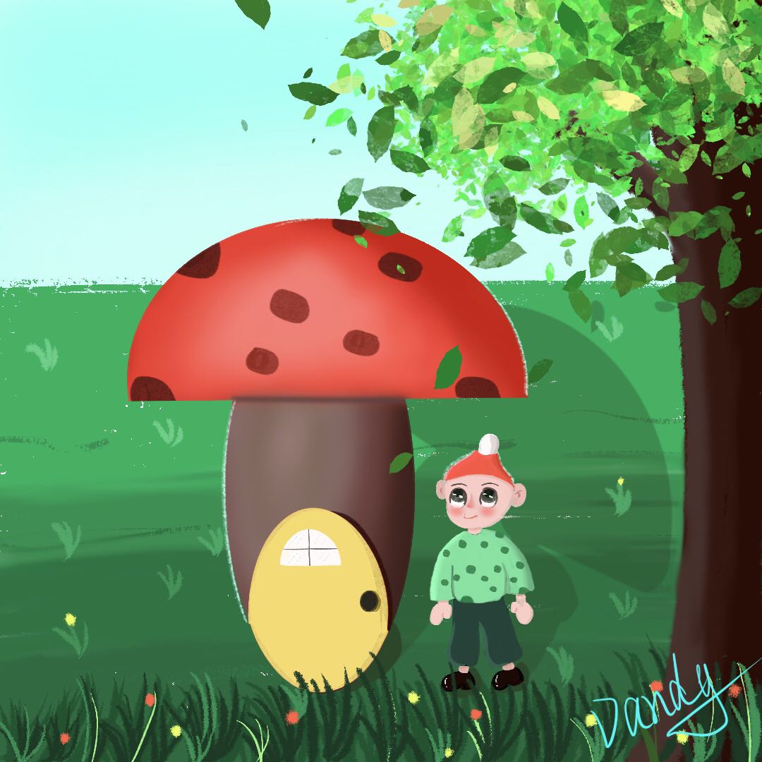 蘑菇小人插画图片壁纸