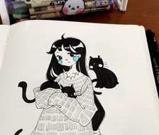 每日一画｜黑猫女孩