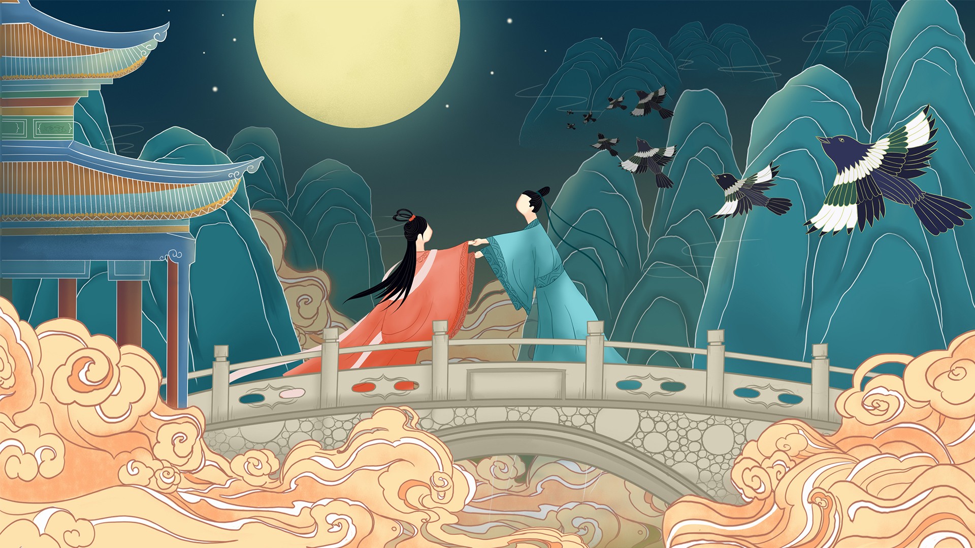 七夕插画图片壁纸