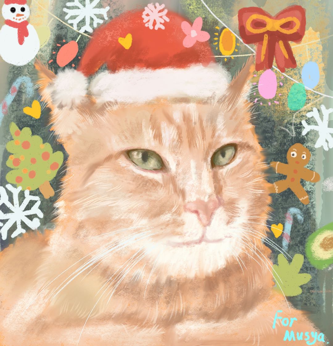 圣诞猫咪插画图片壁纸