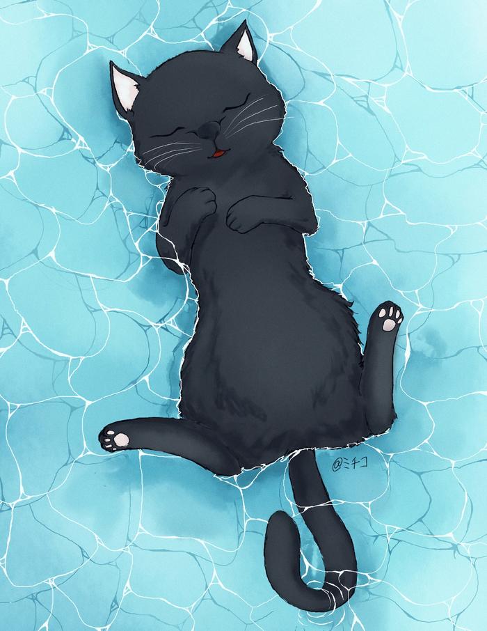 小黑猫插画图片壁纸