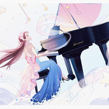 钢琴少女插画图片壁纸