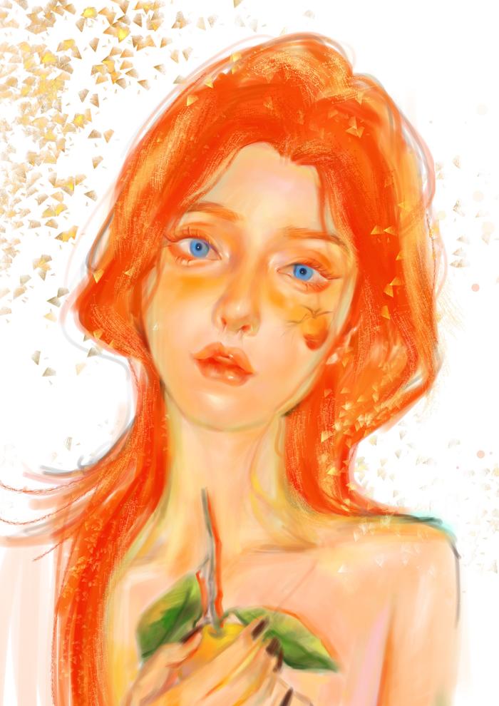 橘子小仙女🧚‍♀️插画图片壁纸