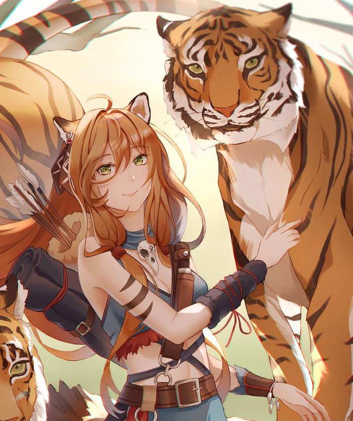 With the Tiger 🐅 带背景立绘插画图片壁纸