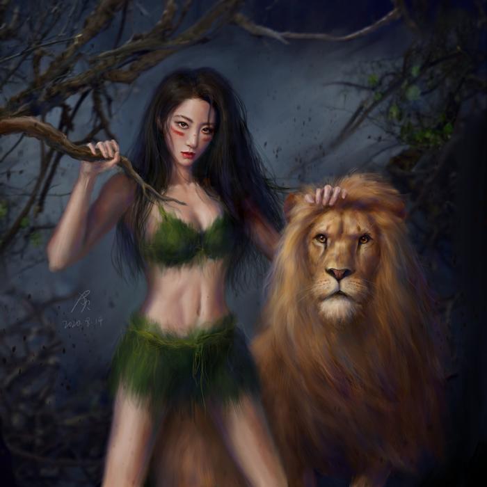 jungle queen插画图片壁纸