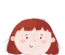 儿童插画之一个可爱的短发女孩。